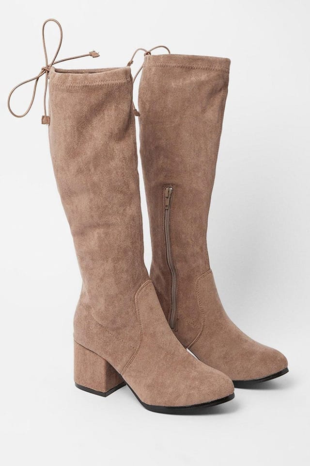 Down To Earth Down To Earth Women's Knee High Block Heel Boots in Taupe - 3