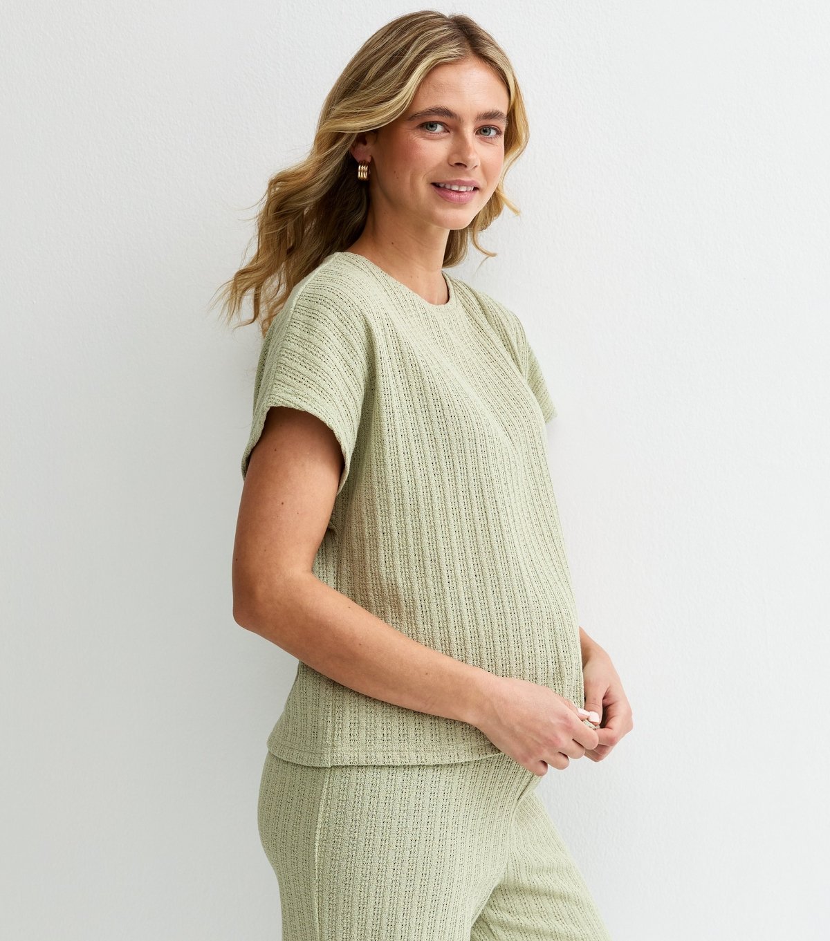 New Look Women's Maternity Light Green Pointelle Top New Look - 2
