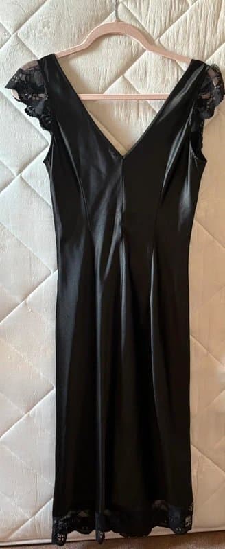 New Look Vintage New Look Black Satin Lace Dress