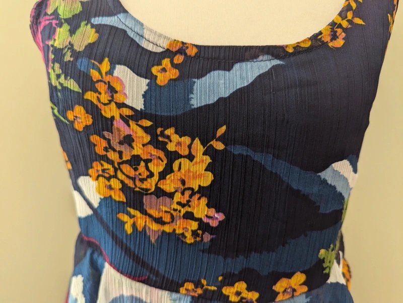 Pinky Pinky Navy Blue & Multi coloured Floral Print Sleeveless Long Maxi Dress Chiffon Size S - 1