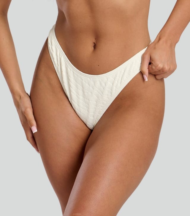 South Beach Women's Cream Zebra Crinkle High Leg Bikini Bottoms South Beach New Look - 2