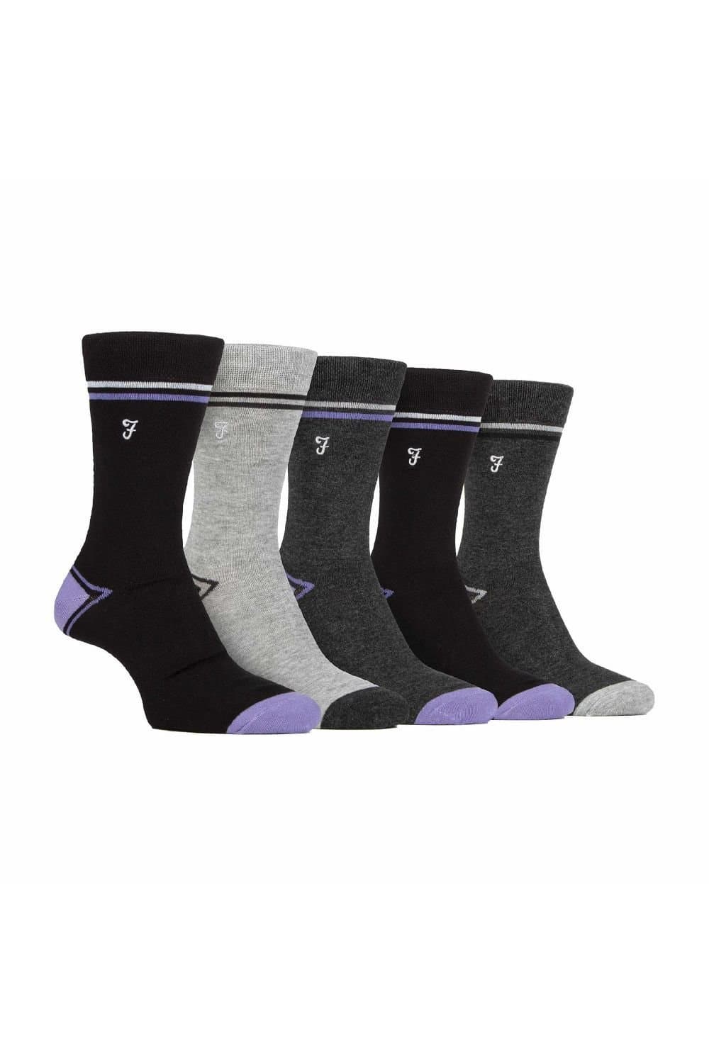 Farah FARAH Men's 5 Pack Bamboo Bright Striped Patterned Socks