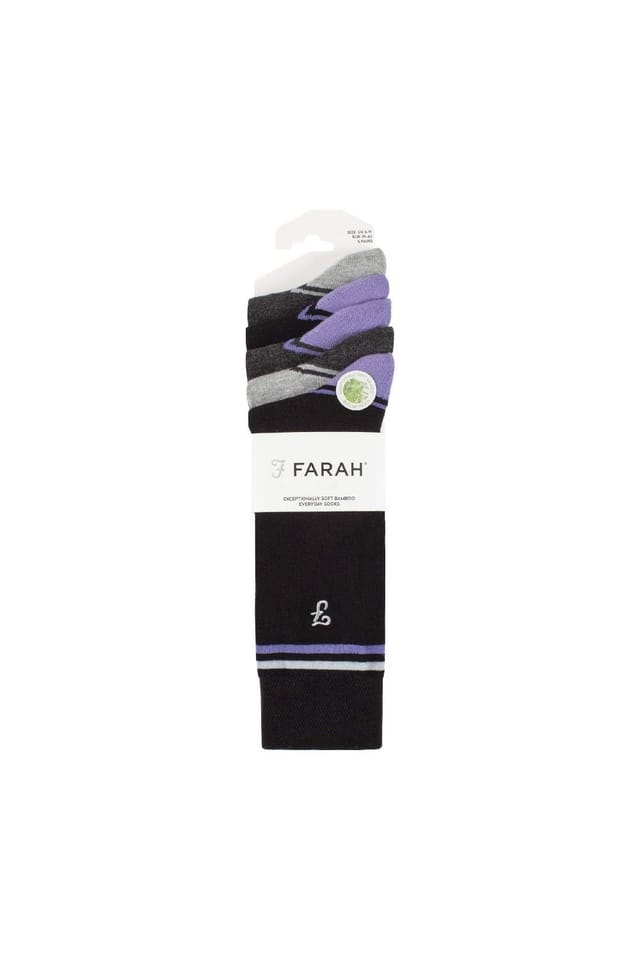 Farah FARAH Men's 5 Pack Bamboo Bright Striped Patterned Socks - 2