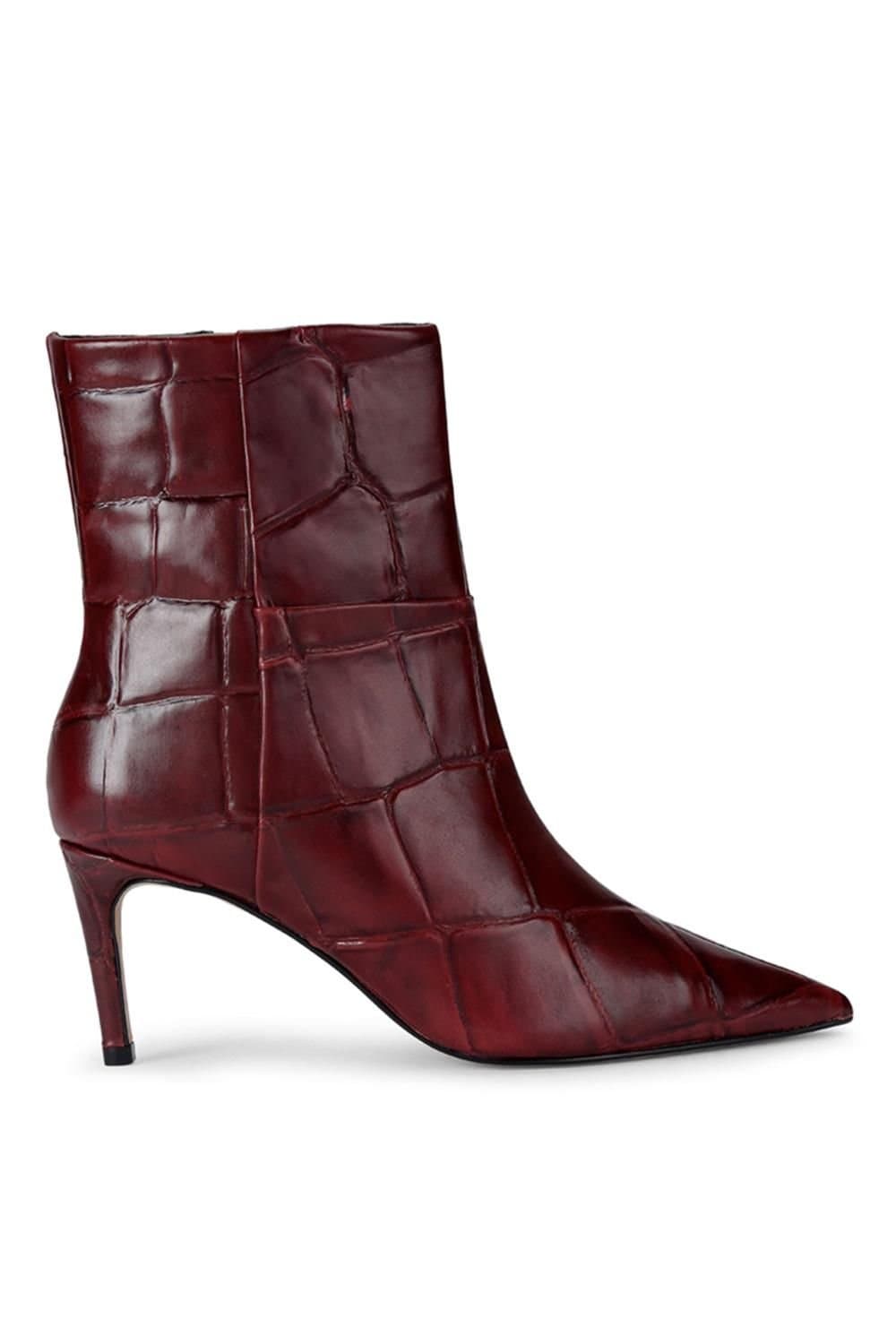 KG Kurt Geiger KG Kurt Geiger Women's 'Strict Ankle Boot' Croc Print Leather Boots in Wine