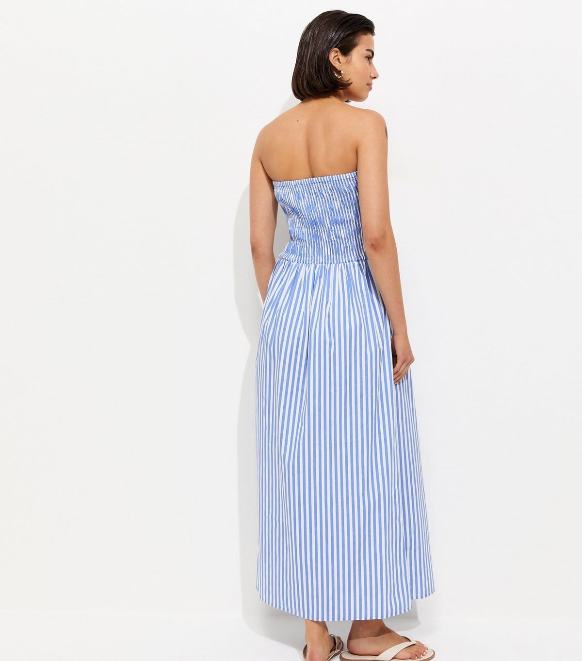 New Look Women's Blue Striped Shirred Bandeau Dress New Look - 4