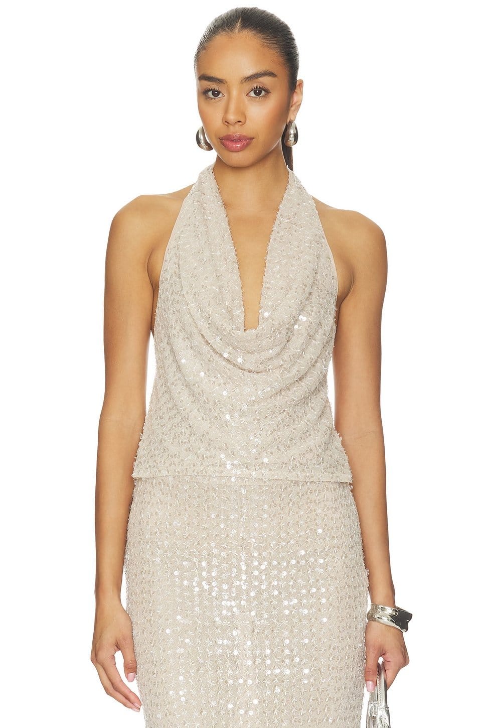 Revolve Nude Sequin Bodycon Dress