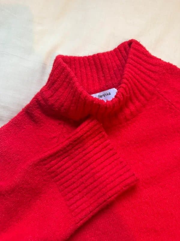 Bershka Red turtleneck knit sweater
