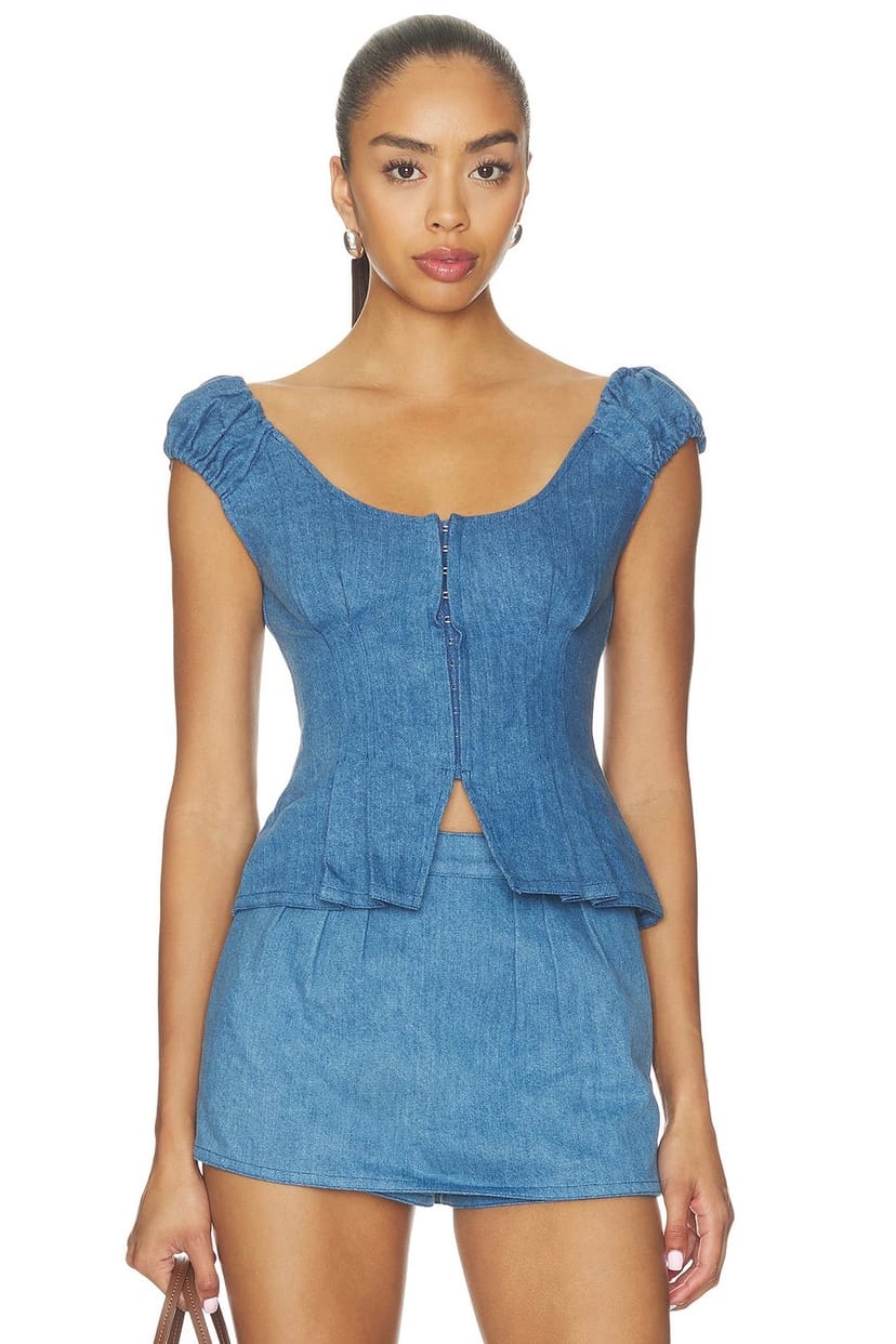 revolve Mabel Denim Top - 1