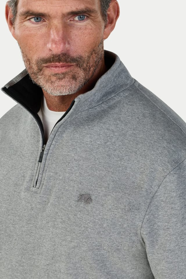 raging bull Raging Bull Men's Classic Jersey Quarter Zip Sweat in Grey - 3