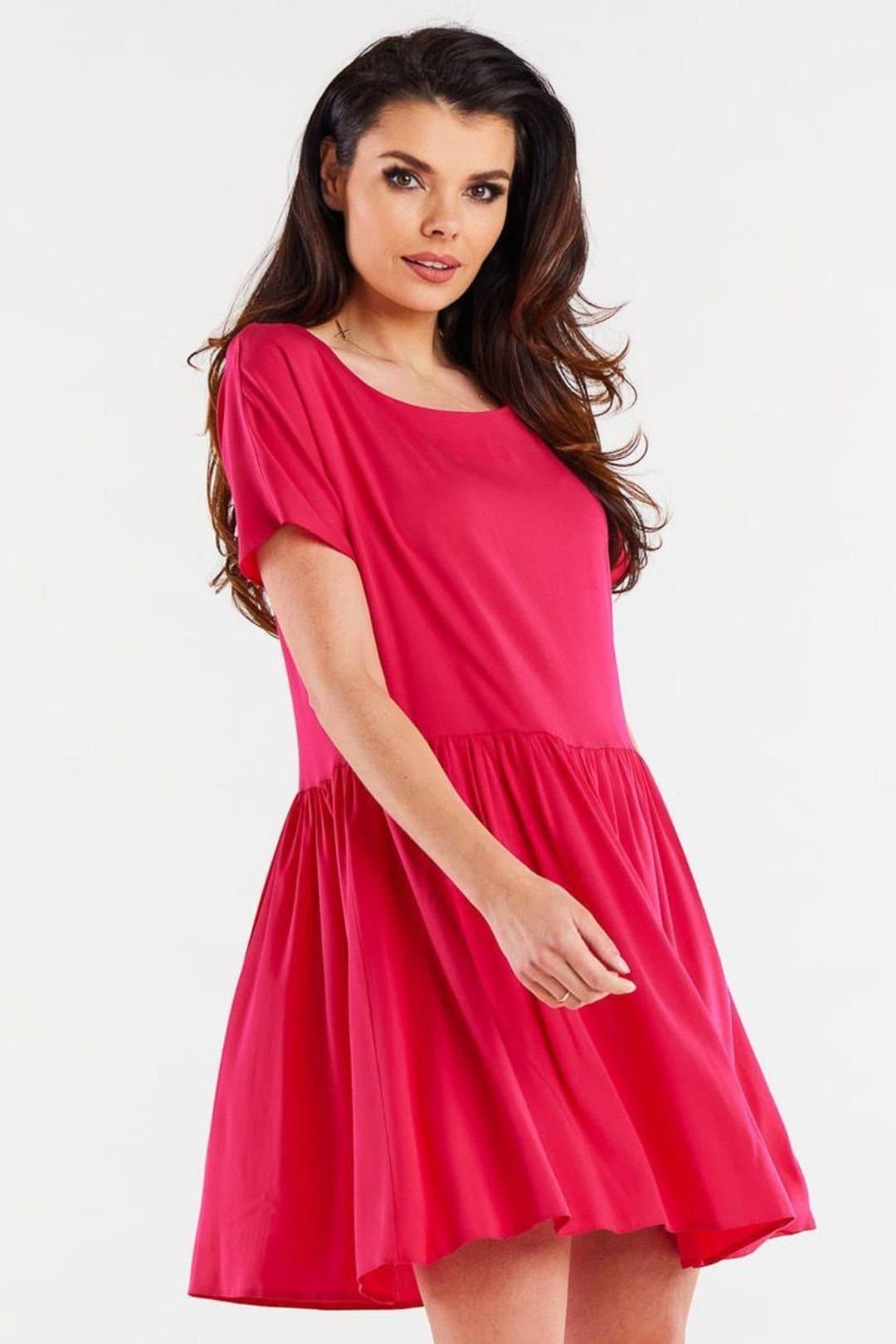 Love Lace Love Lace Women's Awama Viscose Ruffle Hem Short Sleeve Day Dress in Pink