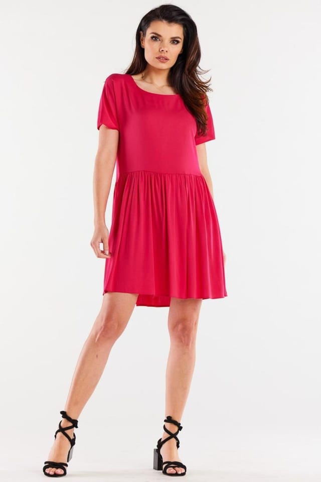 Love Lace Love Lace Women's Awama Viscose Ruffle Hem Short Sleeve Day Dress in Pink - 2