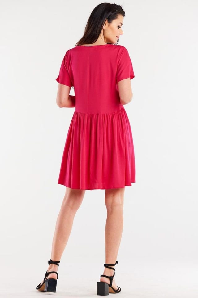 Love Lace Love Lace Women's Awama Viscose Ruffle Hem Short Sleeve Day Dress in Pink - 3