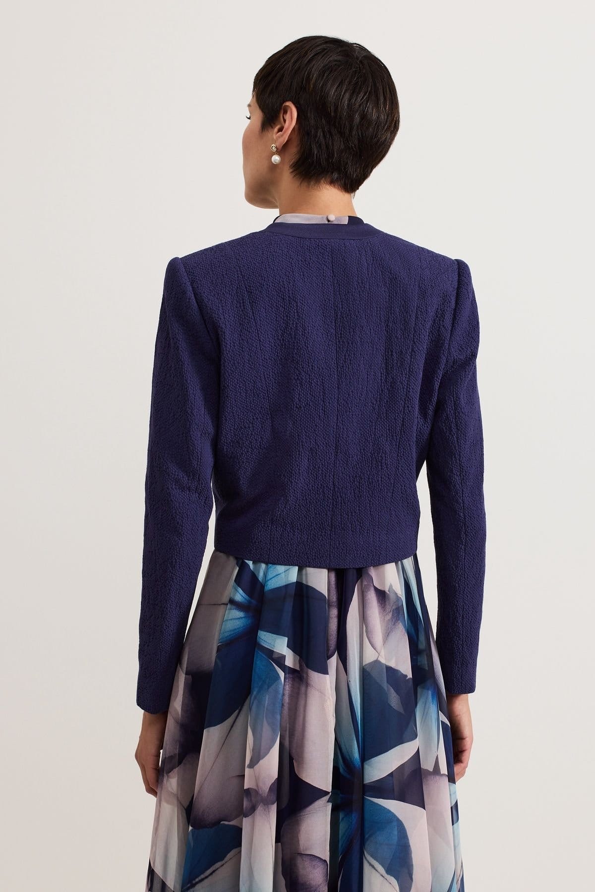 Phase Eight Phase Eight Women's Olivia Textured Short Jacket in Dark Navy - 4