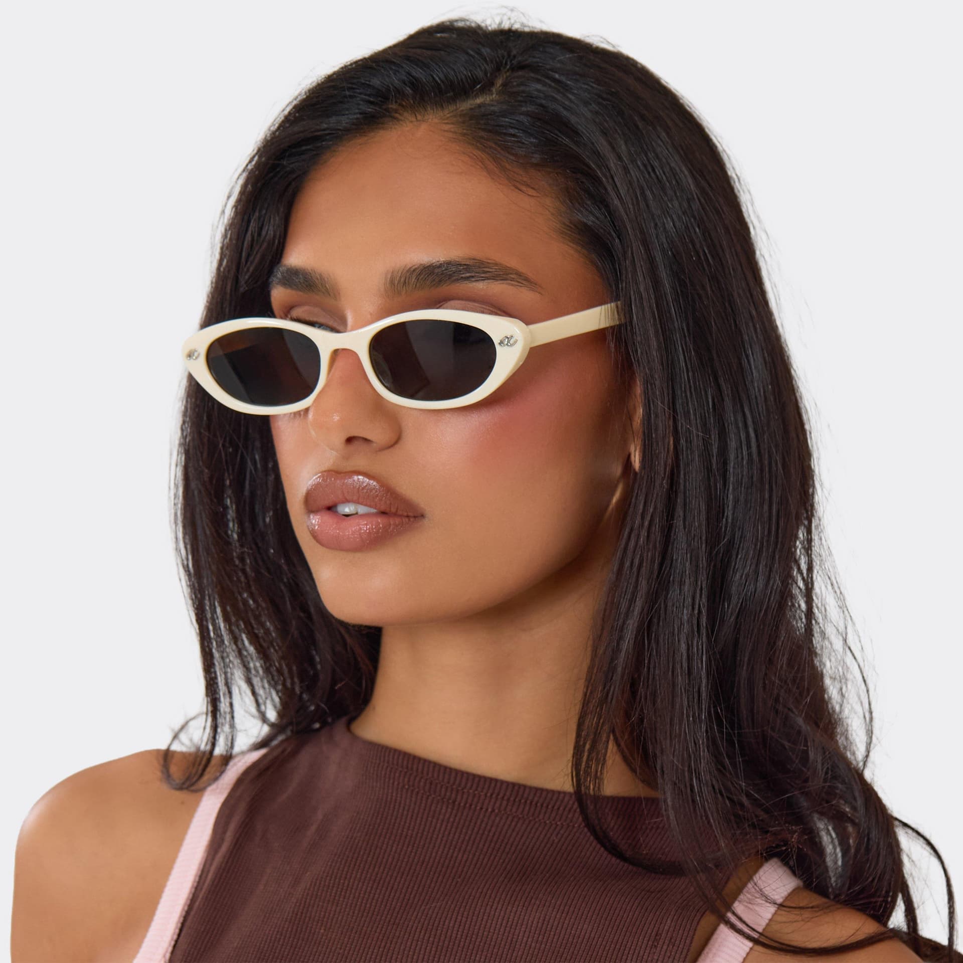 EGO EGO Cream Cateye Sunglasses, Women's Size UK 0