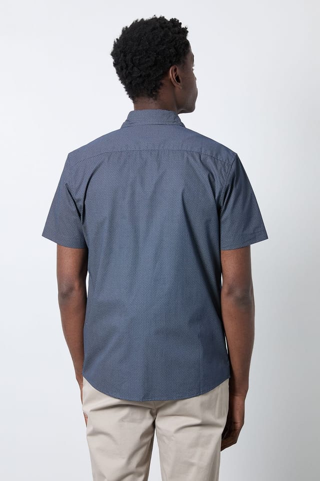 Burton Burton Men's Navy Print Short Sleeve Shirt - 3