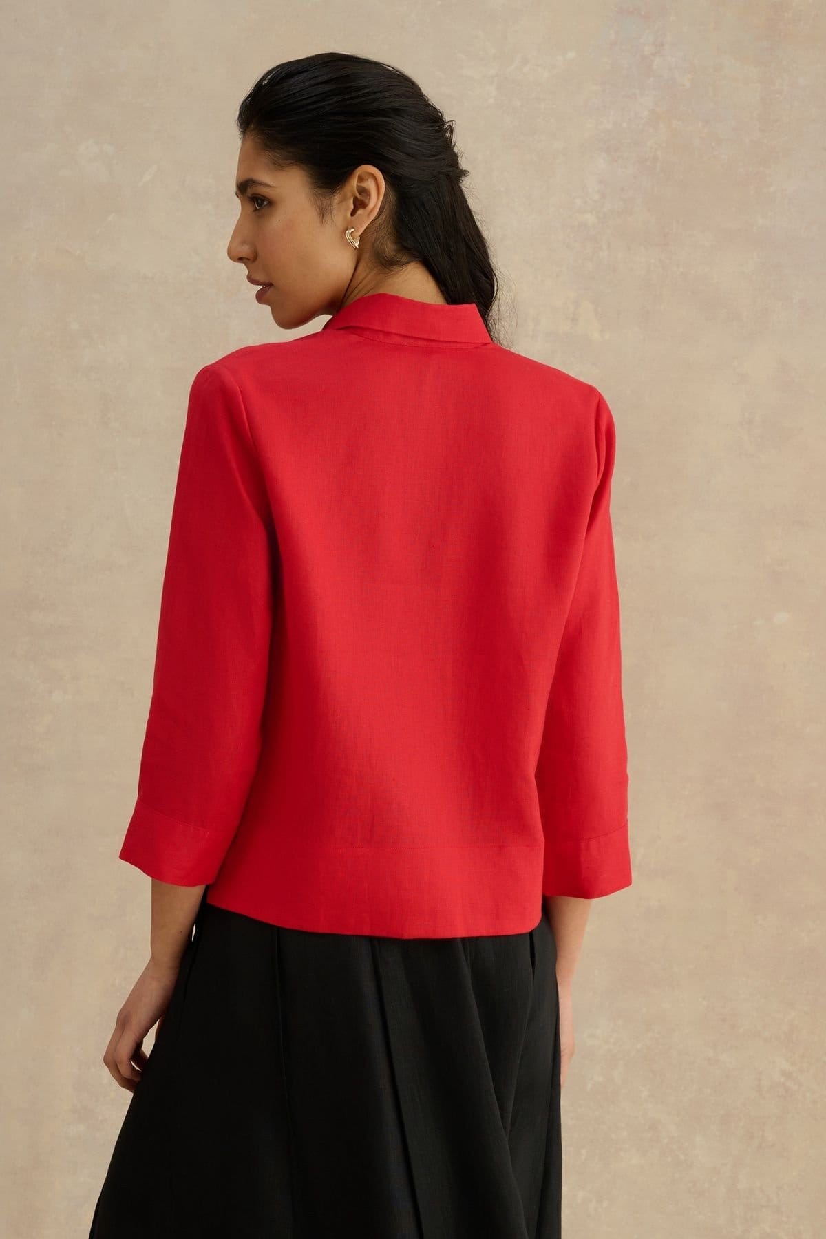 Hobbs London Hobbs London Women's Nita Collar Neck Linen Shirt in Red - 4