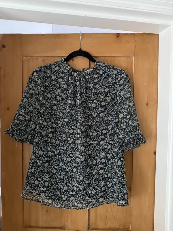 MAUVETTE Mauvette Blue Floral Sheer Blouse UK 12 – Lightweight Summer Top