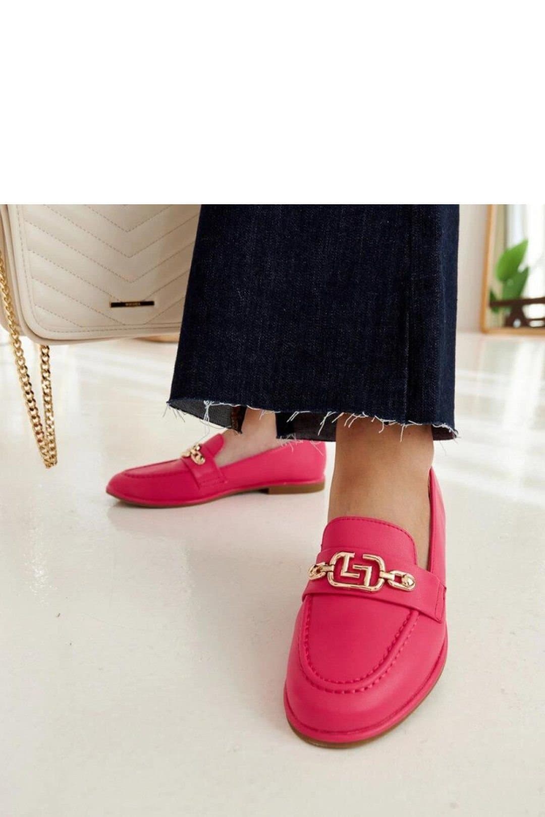Love Lace Love Lace Women's Summer Chain Detail Slip On Rubber Sole Moccasin Loafers in Pink