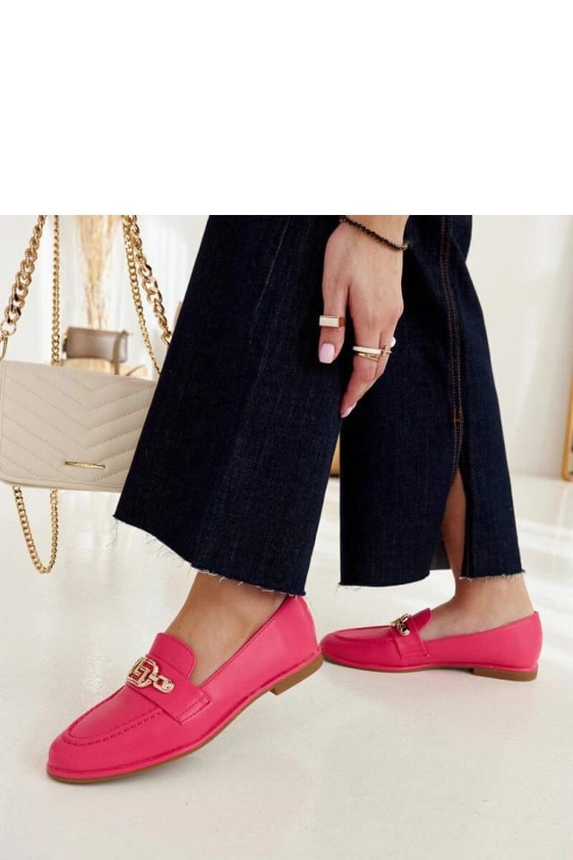 Love Lace Love Lace Women's Summer Chain Detail Slip On Rubber Sole Moccasin Loafers in Pink - 3
