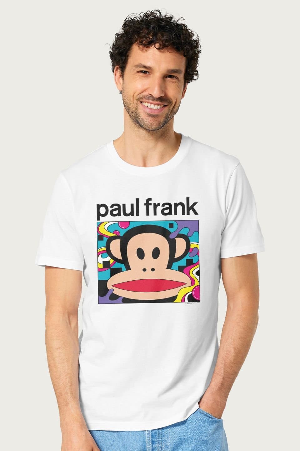 Paul Frank Paul Frank Men's Julius Face Psychedelic Frame T-Shirt in White