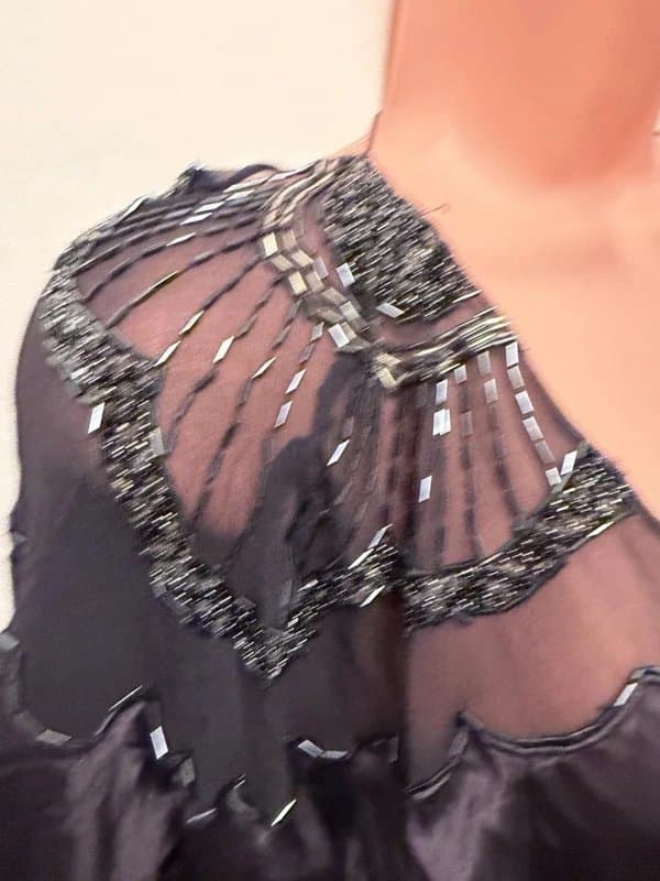 ASOS ASOS Luxe Womens Dark Purple Silk Top UK 10 Embellished Sheer Beaded Blouse