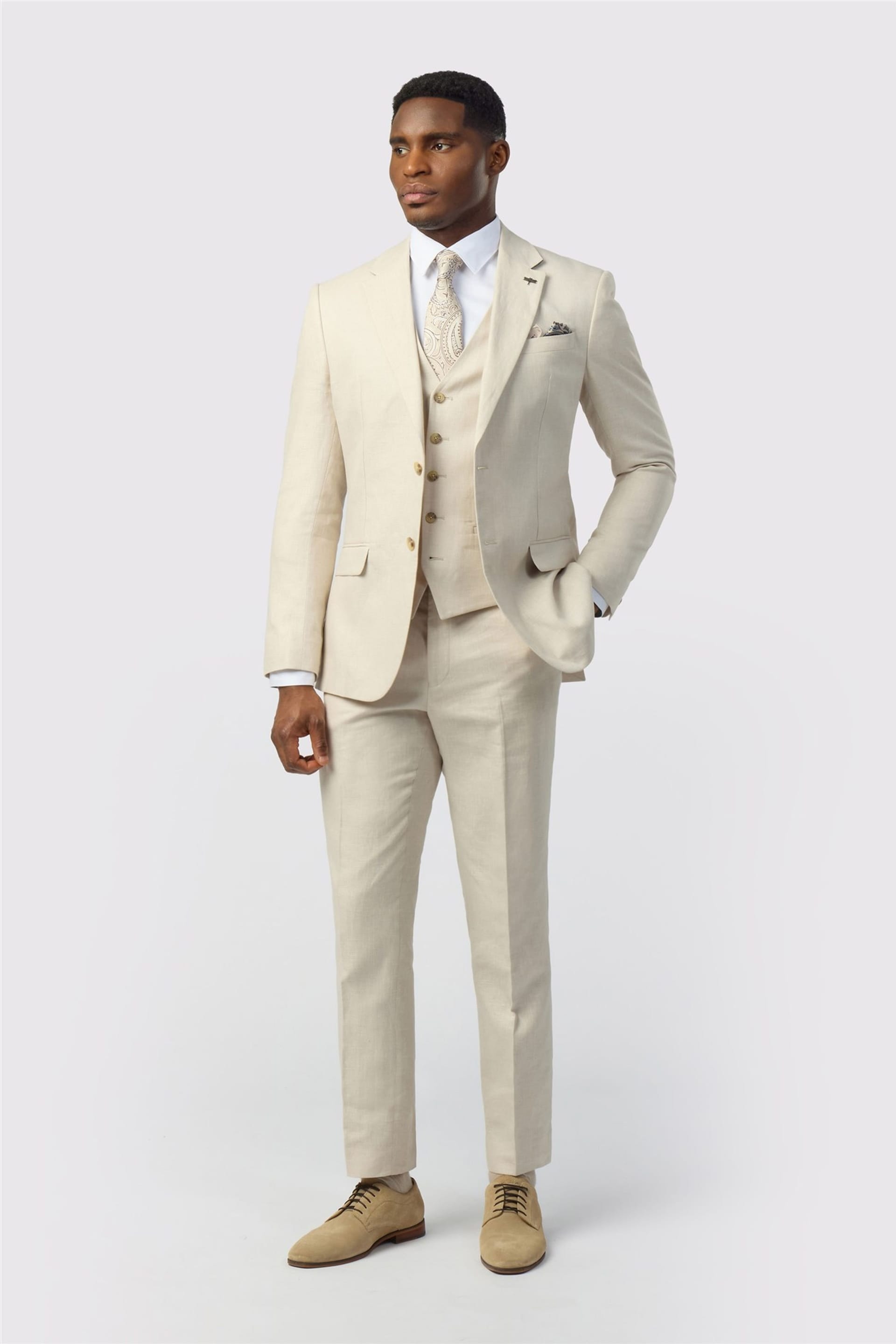 Ted Baker Ted Baker Men's Single Breasted Two Button Tailored Suit Jacket in Natural - 4