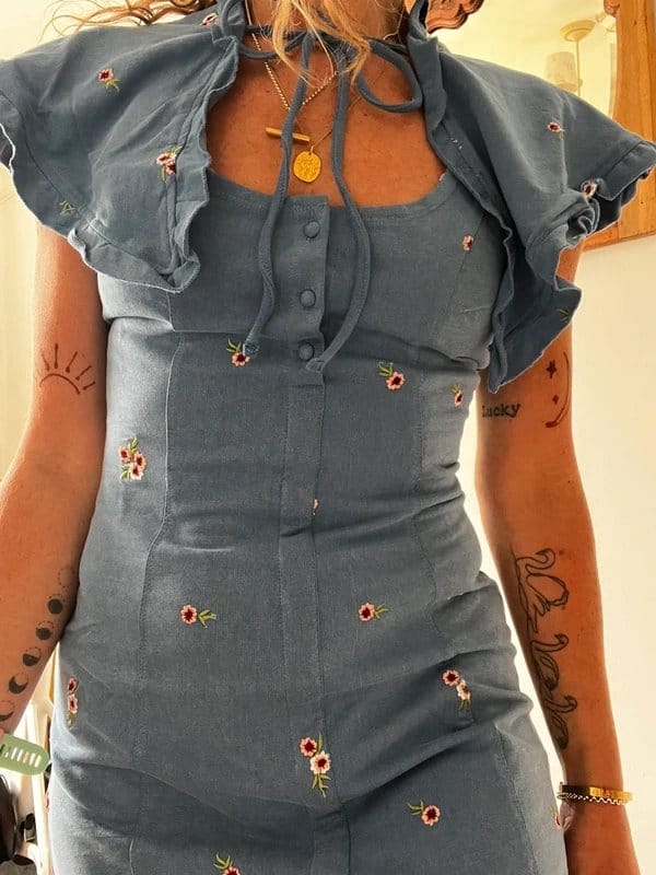 ASOS Design Embroidered mini dress with cape - 1