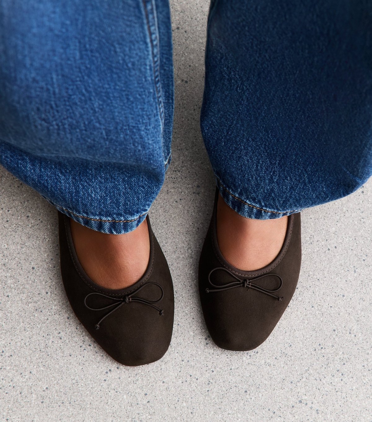 New Look Women's Wide Fit Brown Faux Suede Ballerina Flats Vegan New Look - 2