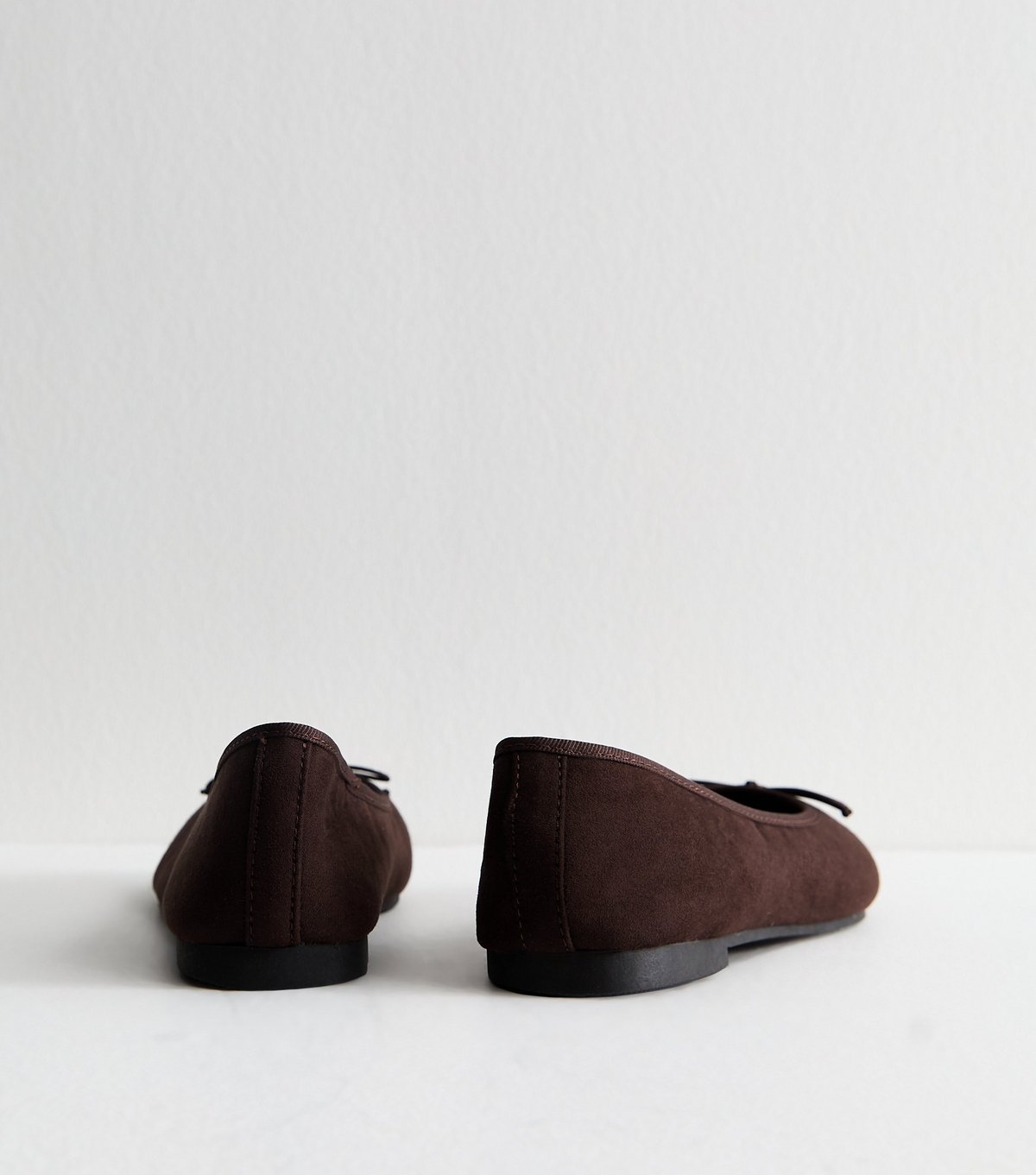 New Look Women's Wide Fit Brown Faux Suede Ballerina Flats Vegan New Look - 4