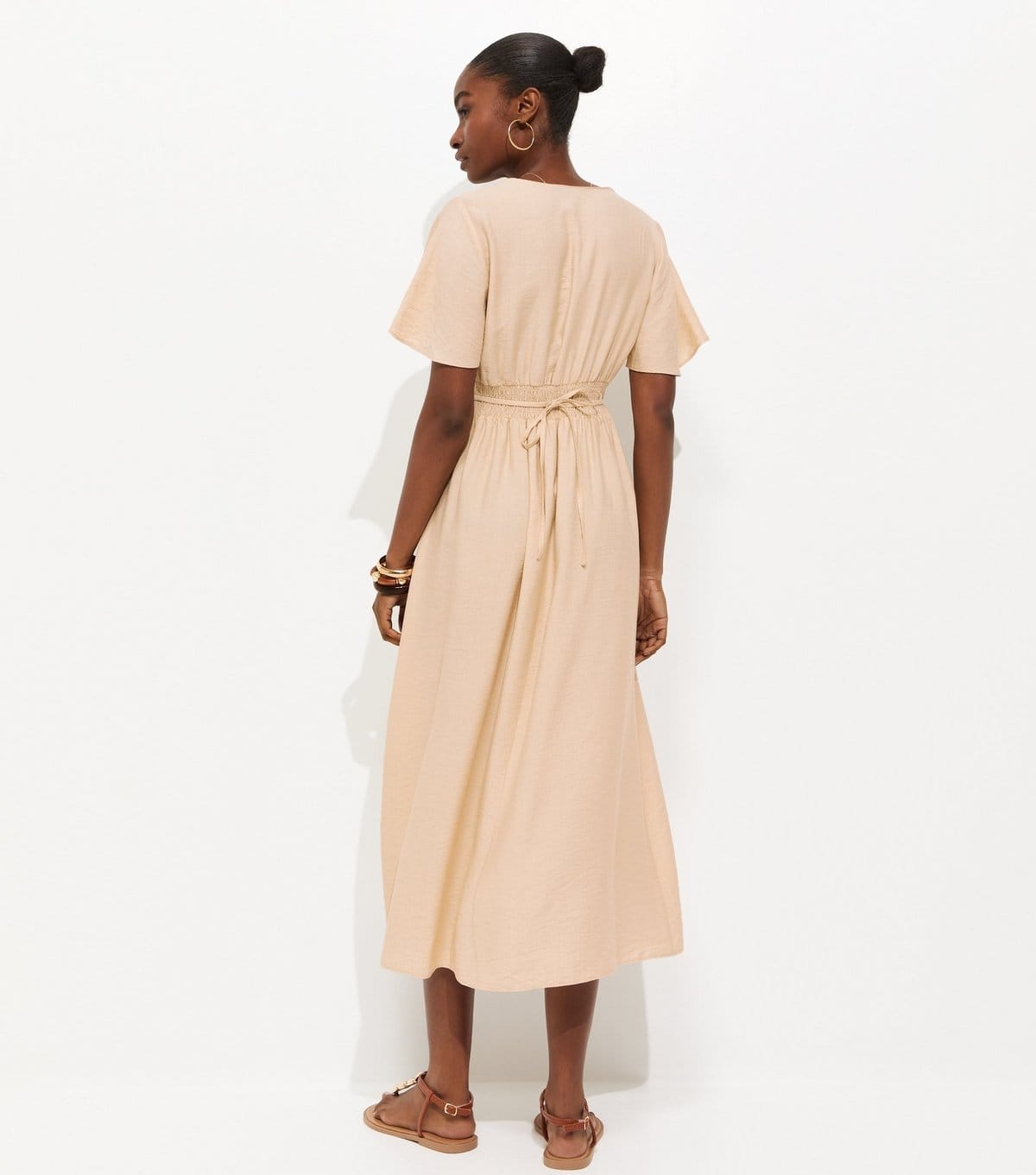 New Look Women's Cream Frill Sleeve V Neck Midi Dress New Look - 4
