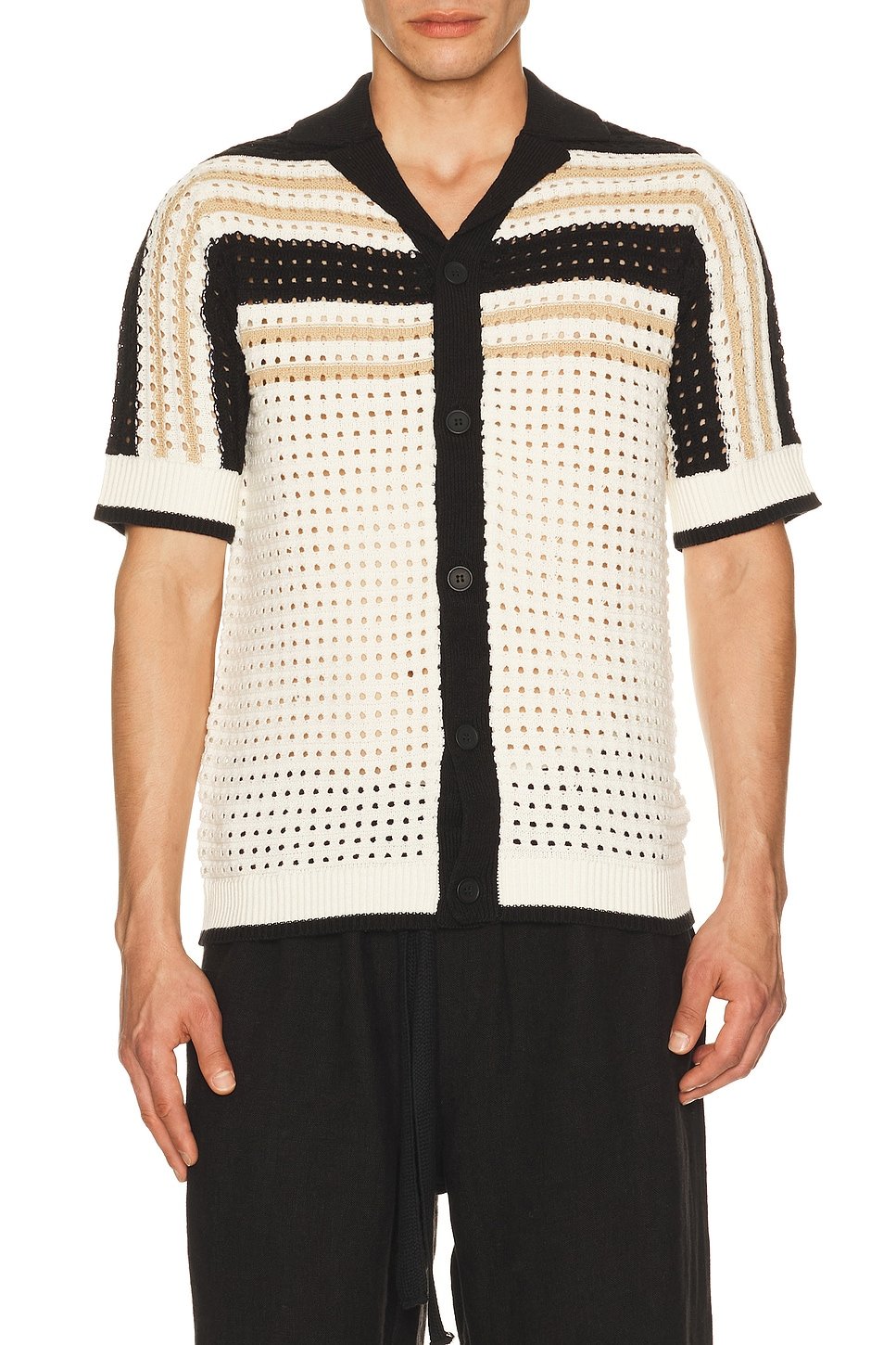 revolve Anderson Striped Crochet Button Down Shirt - 1