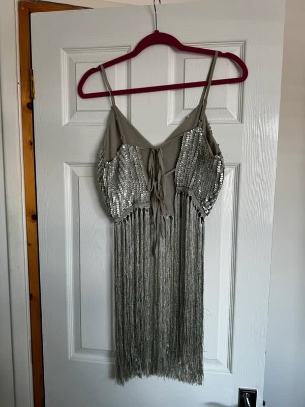 ASOS Festival embellished silver tassel crop top