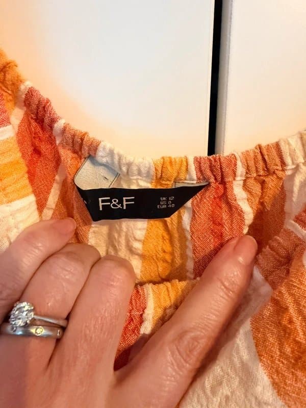 F&F Orange Striped Bardot F&F Dress Size 12