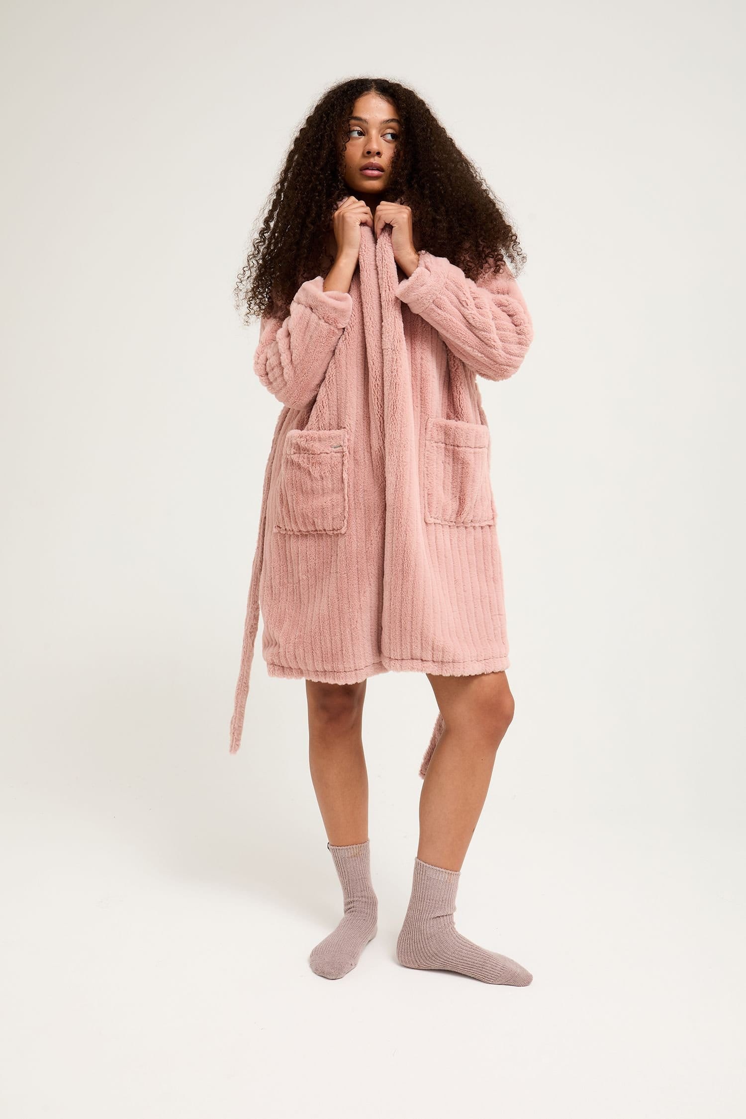 Pretty You London Pretty You London Women's Cloud Robe in Dusty Pink - 4