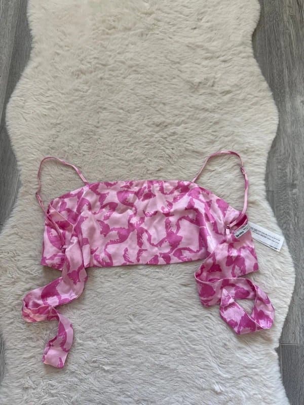 Bershka bershka pink satin crop top