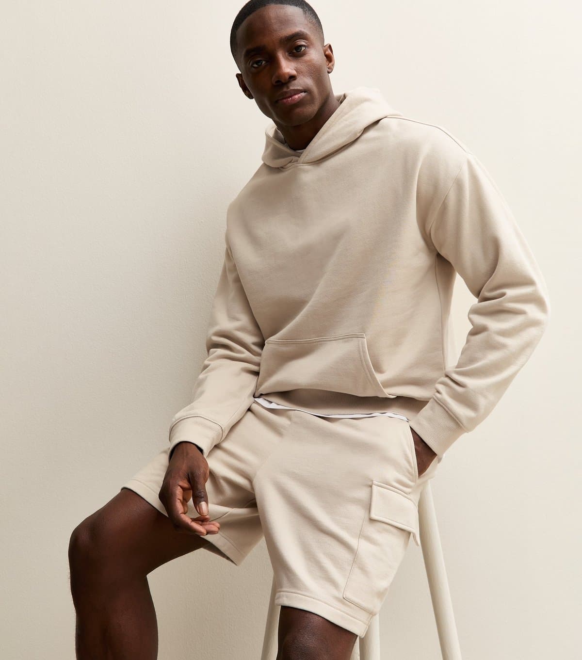 New Look Men's Stone Regular Jersey Cargo Shorts New Look