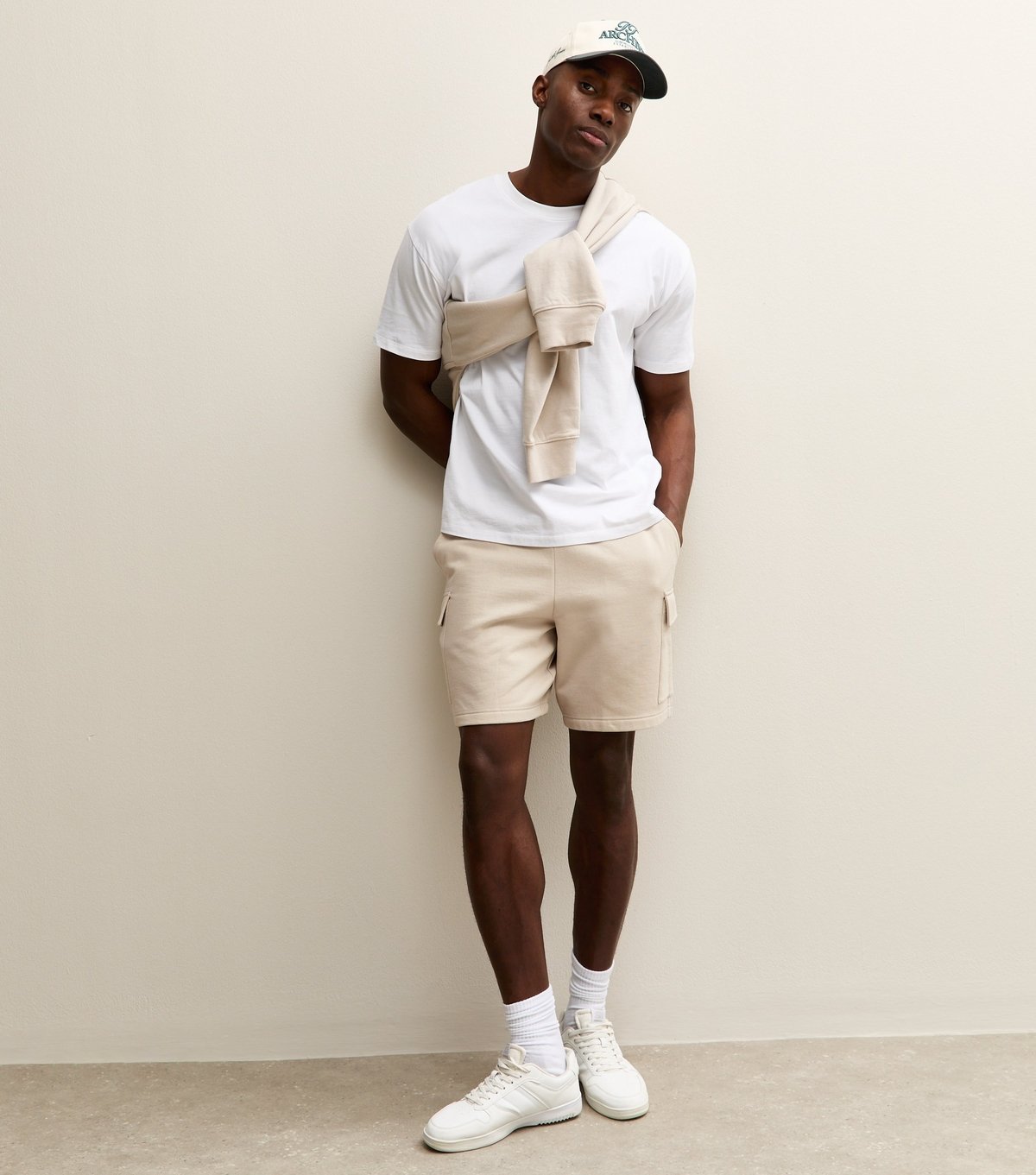 New Look Men's Stone Regular Jersey Cargo Shorts New Look - 3