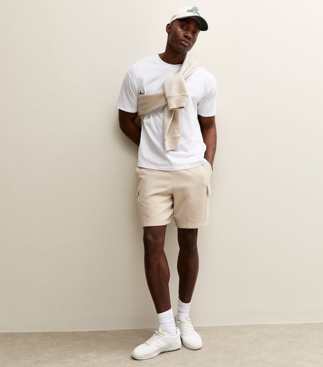 New Look Men's Stone Regular Jersey Cargo Shorts New Look - 3