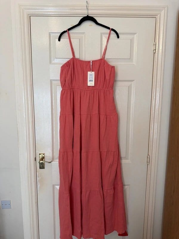 New Look Gini London Coral Tiered Maxi Dress Size 12 - 1