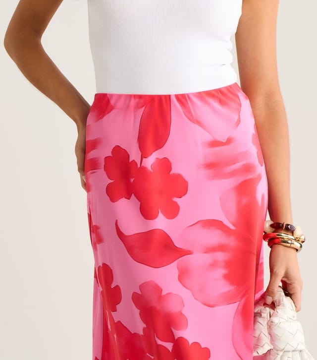 Gini London Women's Bright Pink Floral Print Maxi Skirt Gini London New Look - 2