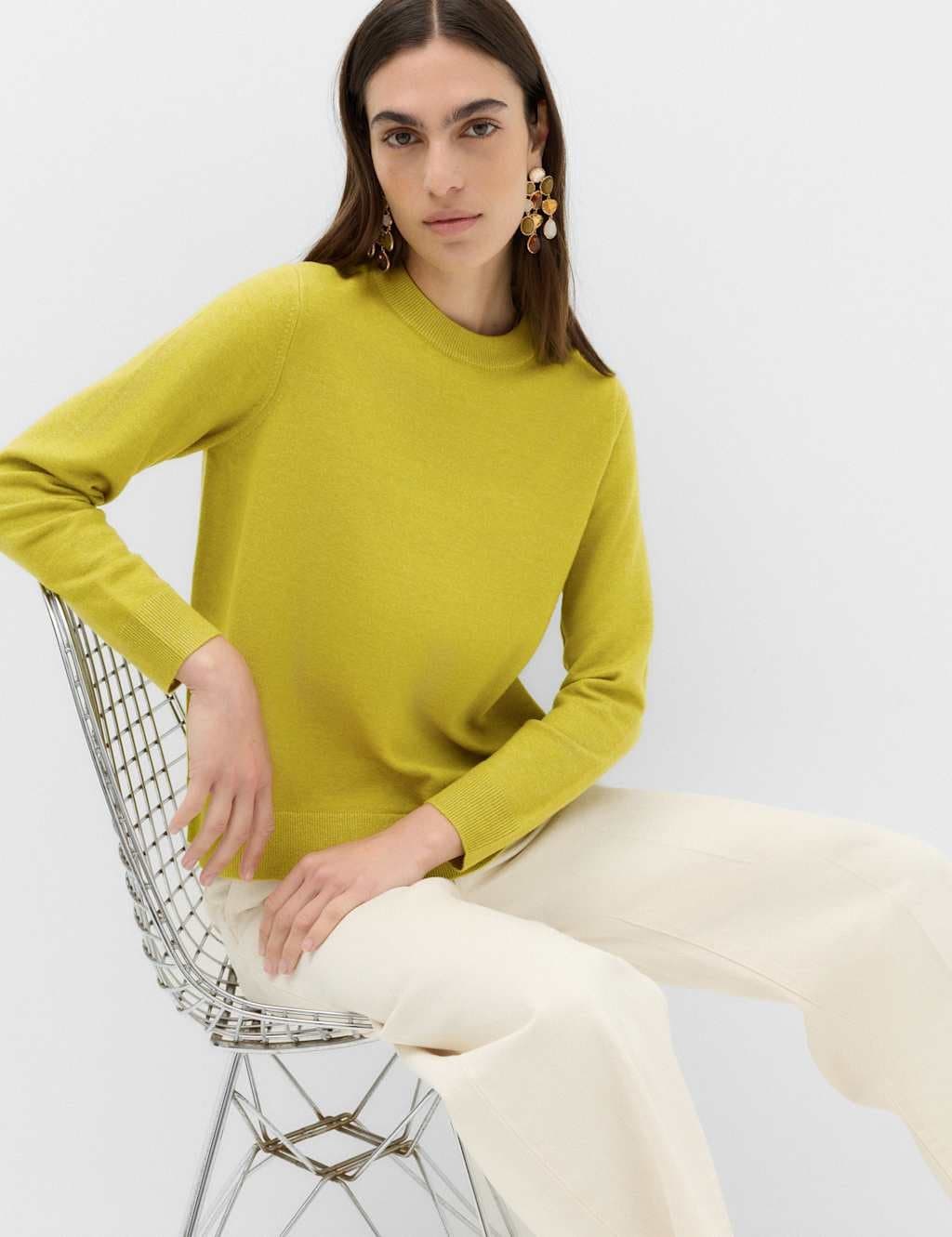 Marks & Spencer M&S Air-Yarn Crew Neck Jumper Moss