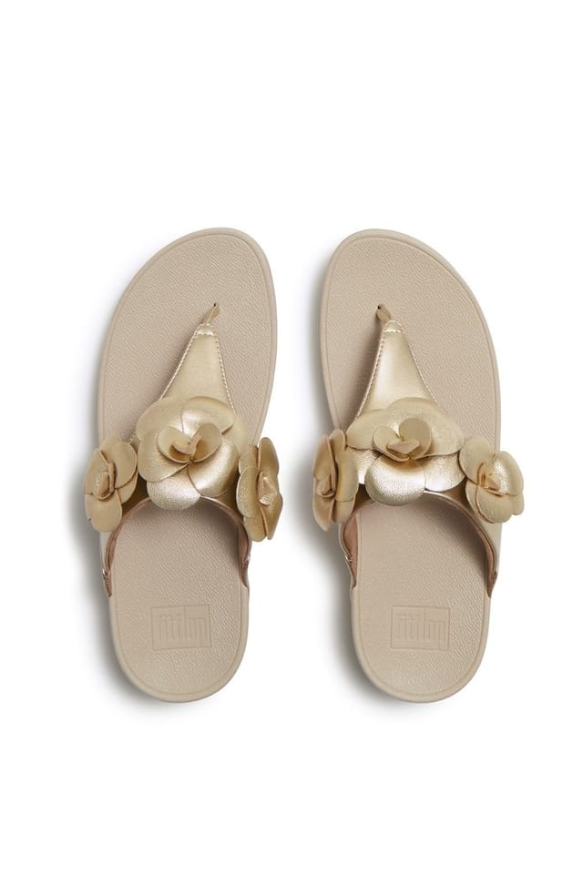 FitFlop FitFlop Women's Lulu Flower Toe-Post Sandals in Gold - 3