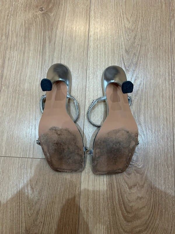 ASOS Design ASOS design straps embellished silver mule heels