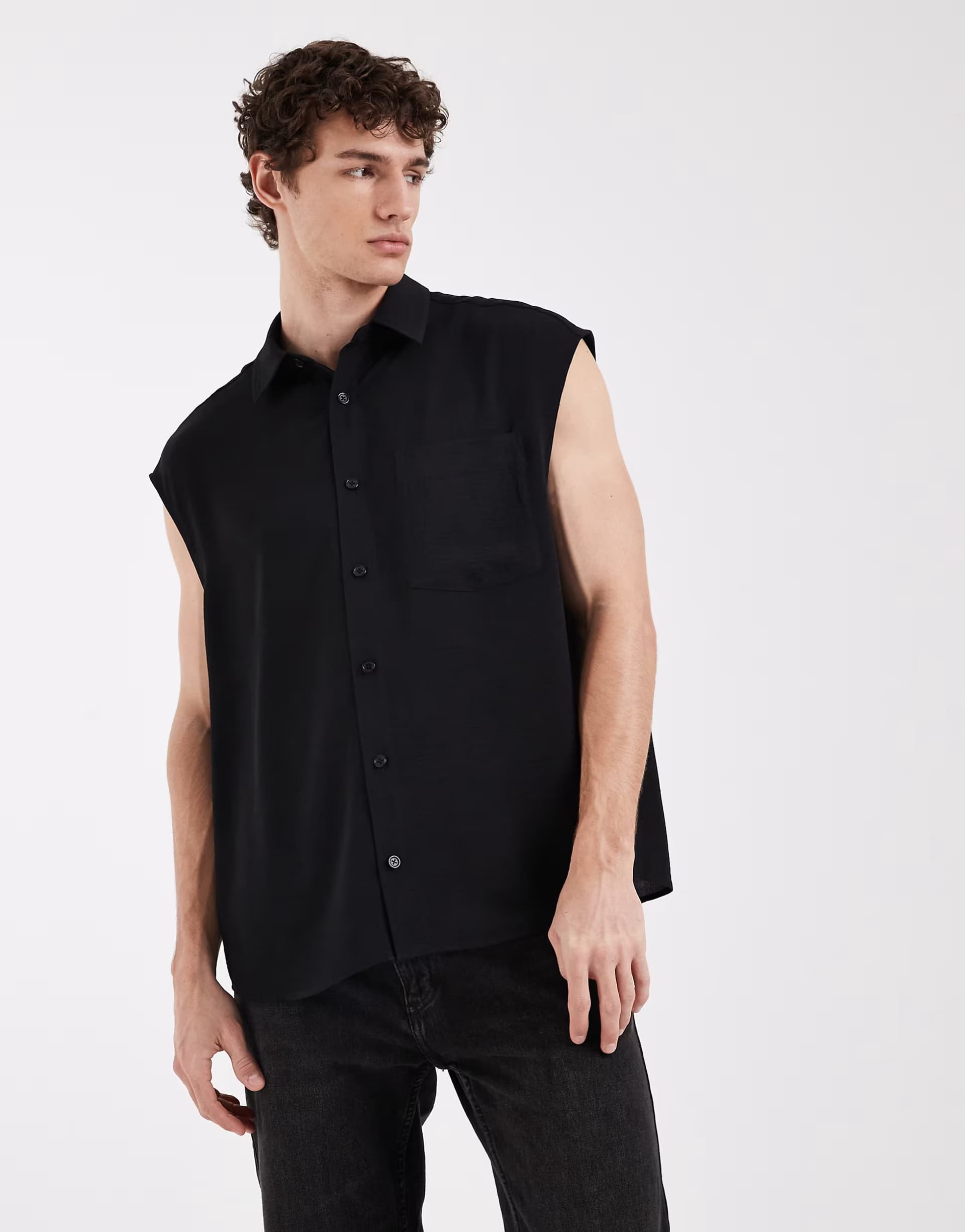 ASOS ASOS DESIGN oversized sleeveless shirt in black