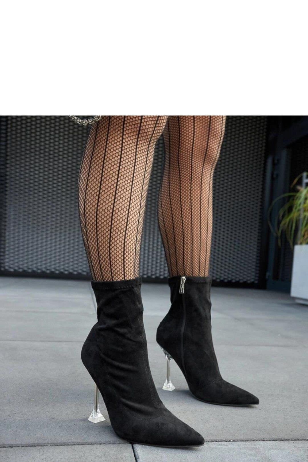 Love Lace Love Lace Black Suede Ankle Boots with Drative Heel