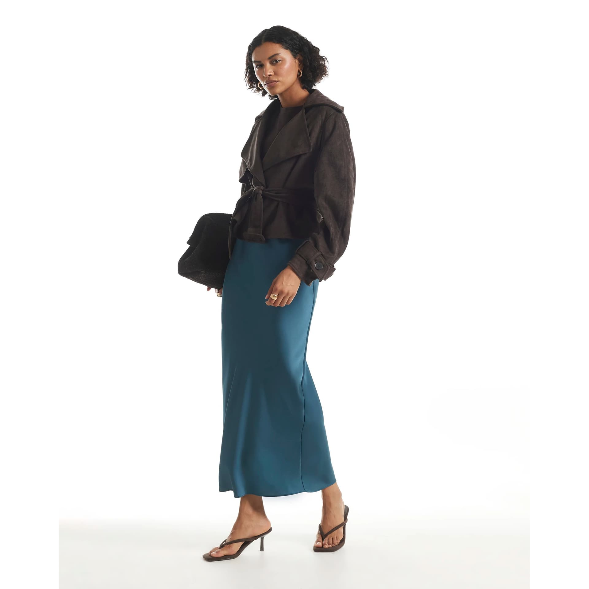 River Island River Island Womens Blue Satin Maxi Skirt