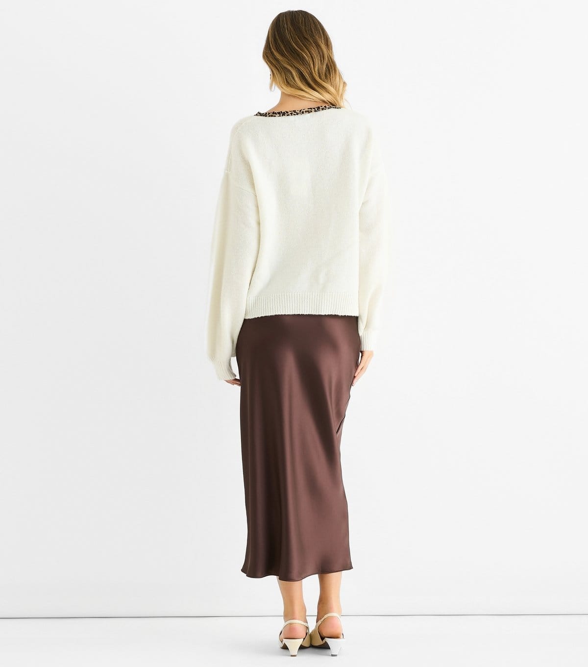 Gini London Women's Cream Leopard Print Trim Tie Front Cardigan Gini London New Look - 4