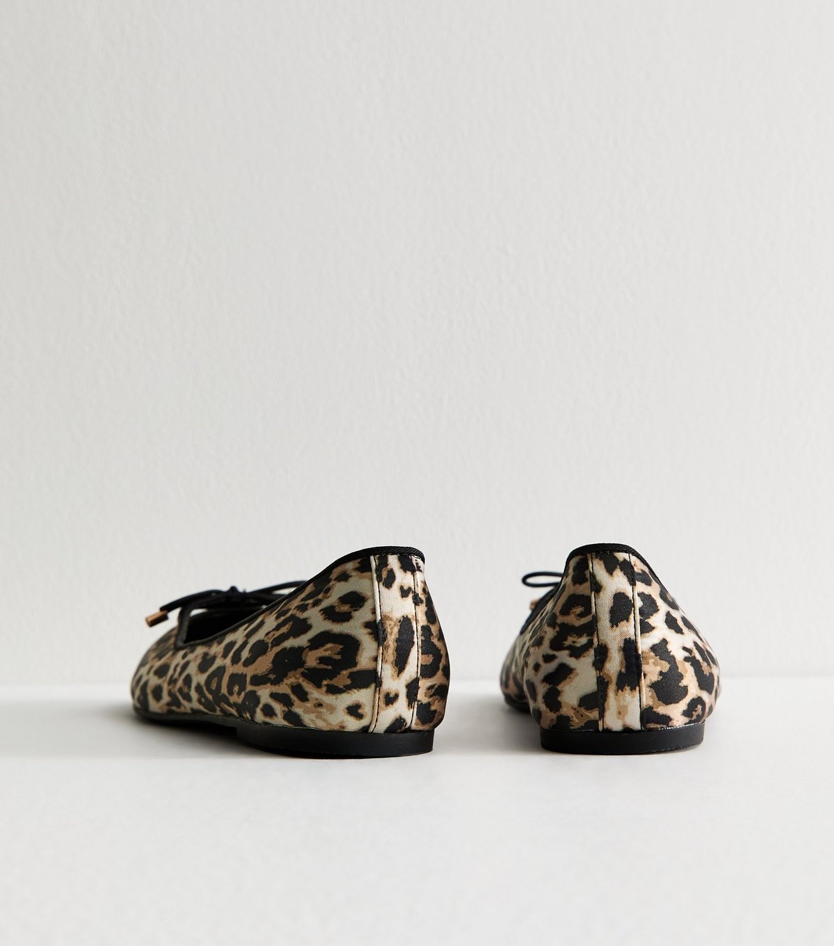 New Look Women's Brown Satin Leopard Print Cutout Ballet Pumps New Look - 4