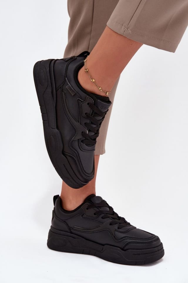 Love Lace Love Lace Women's Big Star Platform Sneakers with Hi Poly System Insole Cushion in Black - 3