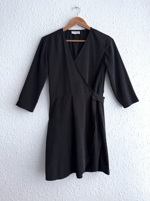 Dancing Leopard Women's Dancing Leopard Wrap Black 3/4 Sleeve Dress -